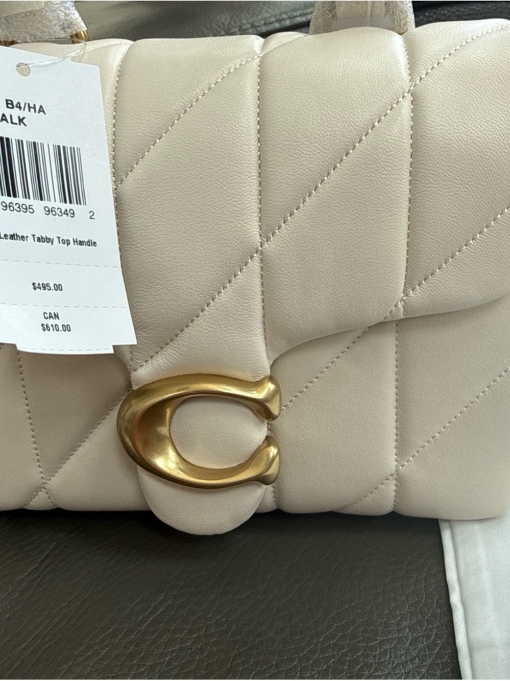Coach Quilted Tabby Shoulder Bag - Chalk with Gold Hardware